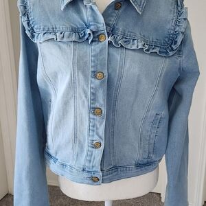 Women's Draper James RSVP ruffle light Denim Jacket size L